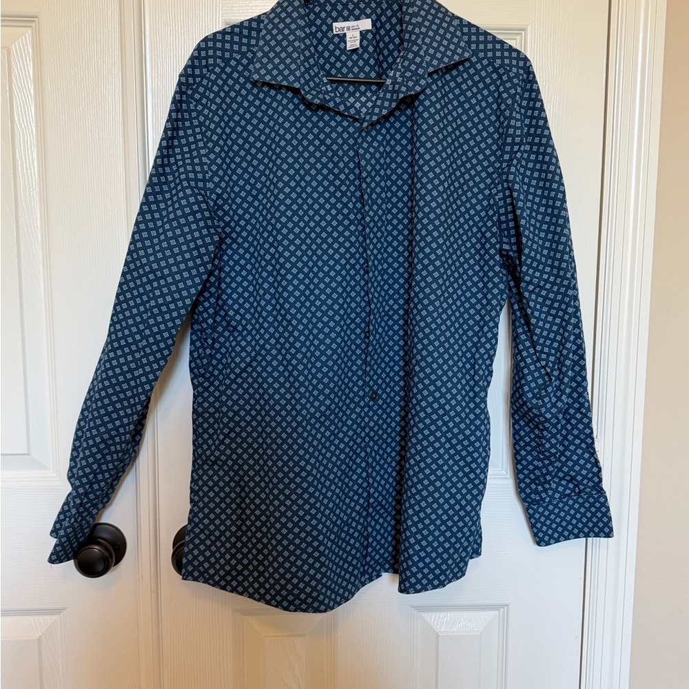 Bar III Navy Geometric Print Shirt